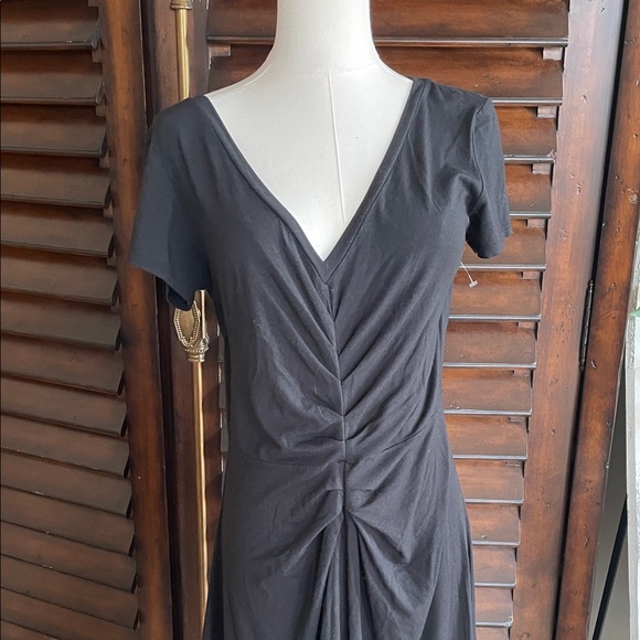 Athleta Black Modal Rouched Dress Large - Picture 2 of 9